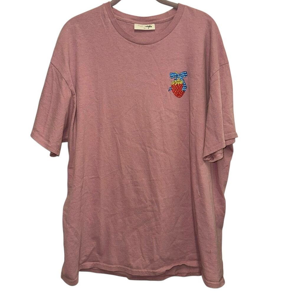 Simply Southern Collection American Girly Pink Strawberry Graphic Tee